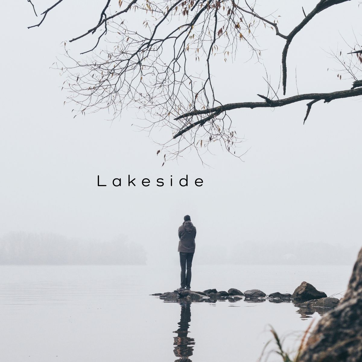 a lakeside cover with calm blue tones